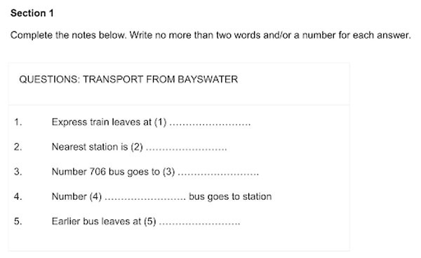 ielts listening test Note Completion in ielts listeing test