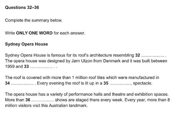 ielts listening test summary completion in ielts listening test