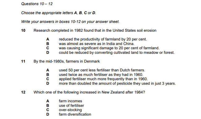 ielts listening test multiple choice questions in IELTS listening test