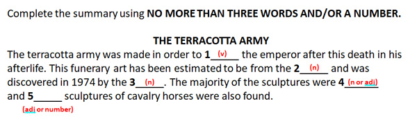 ielts listening sentence/summary Predict the answers