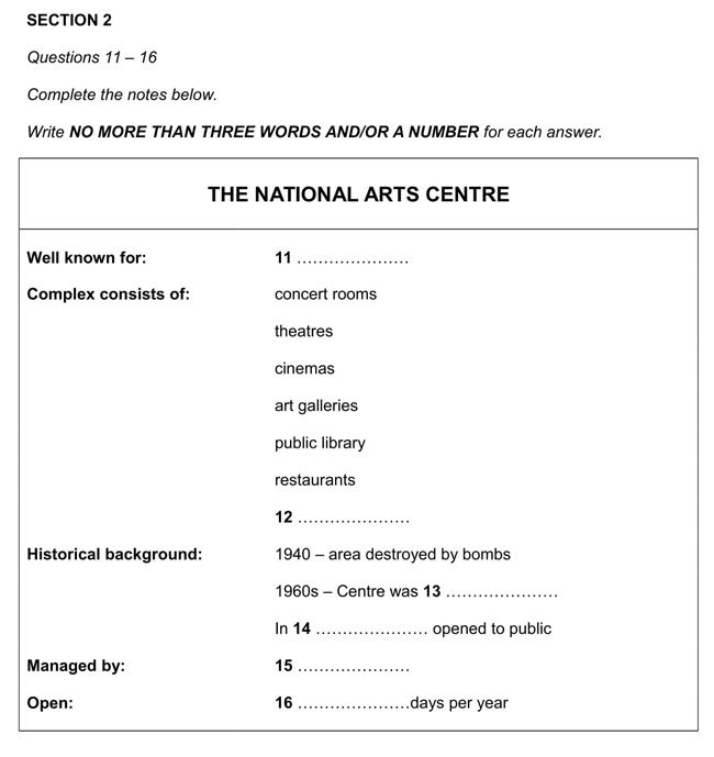 experiment planning form ielts listening