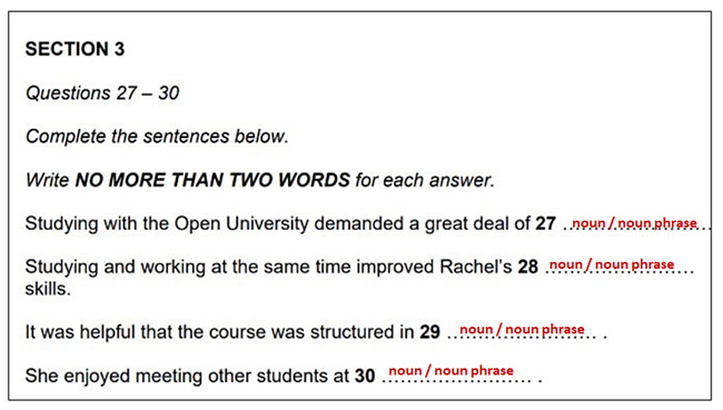 ielts listening summary completion Predict the answers