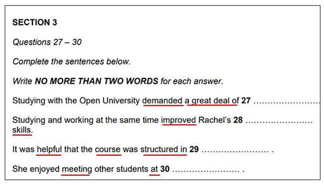 ielts listening summary completion Read the summary and Identify keywords