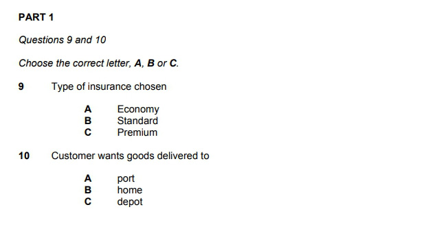 IELTS Listening Multiple Choice Questions Short Answer Multiple Choice Questions