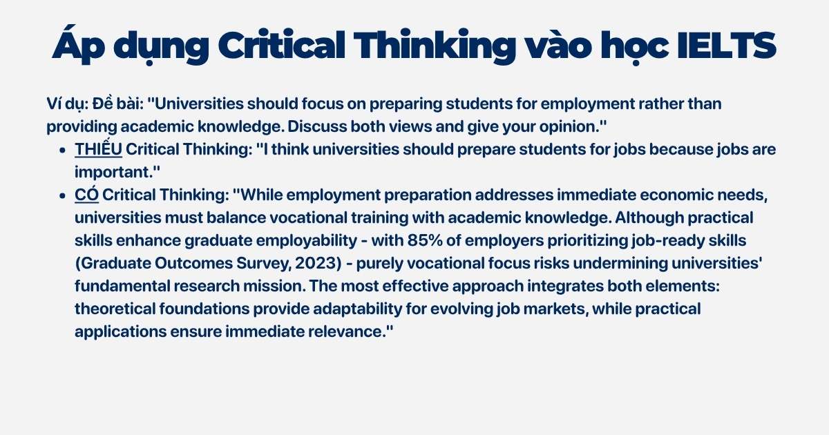 Cách áp dụng Critical Thinking vào từng kỹ năng IELTS