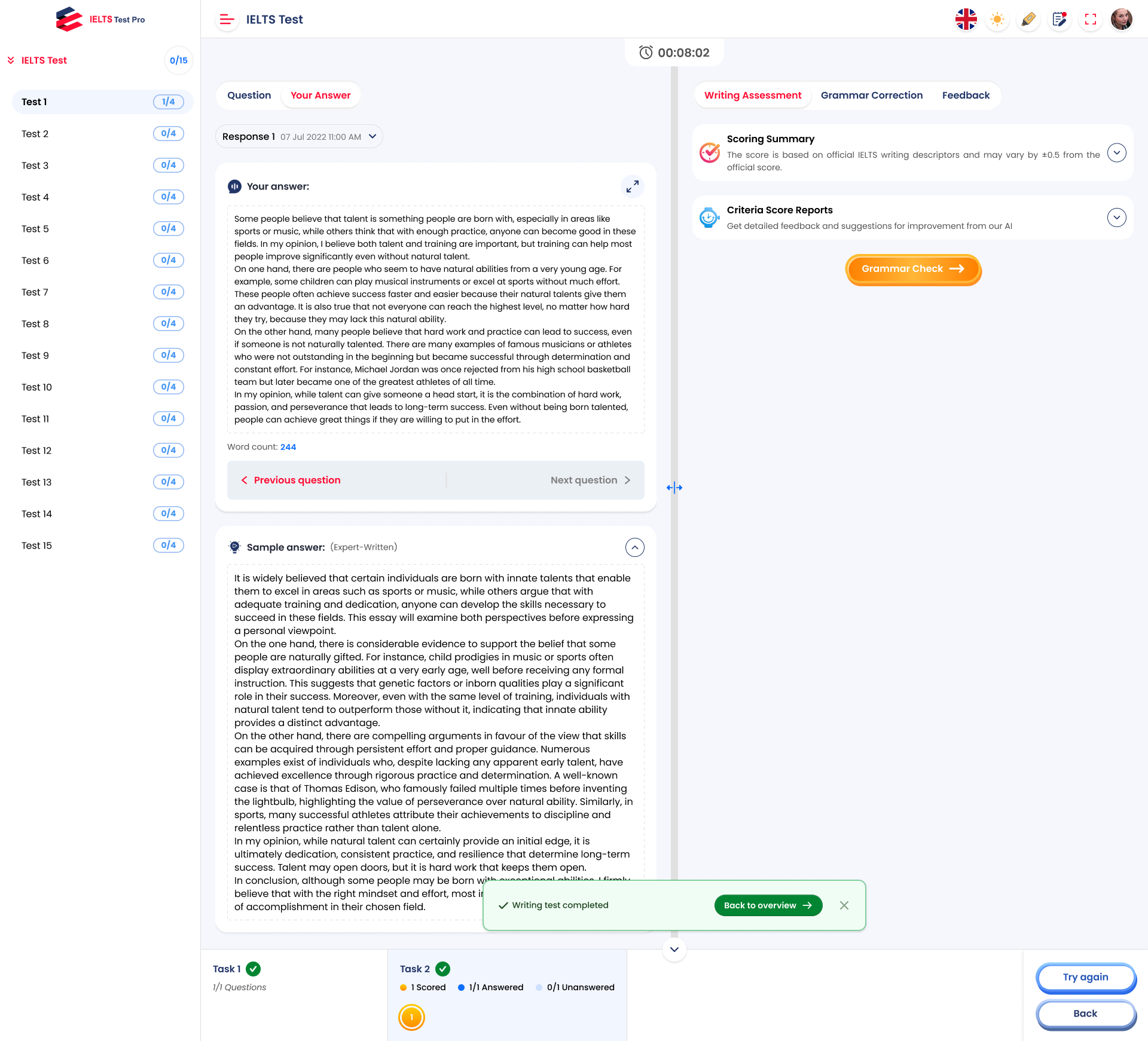 IELTS Writing AI - Step 2
