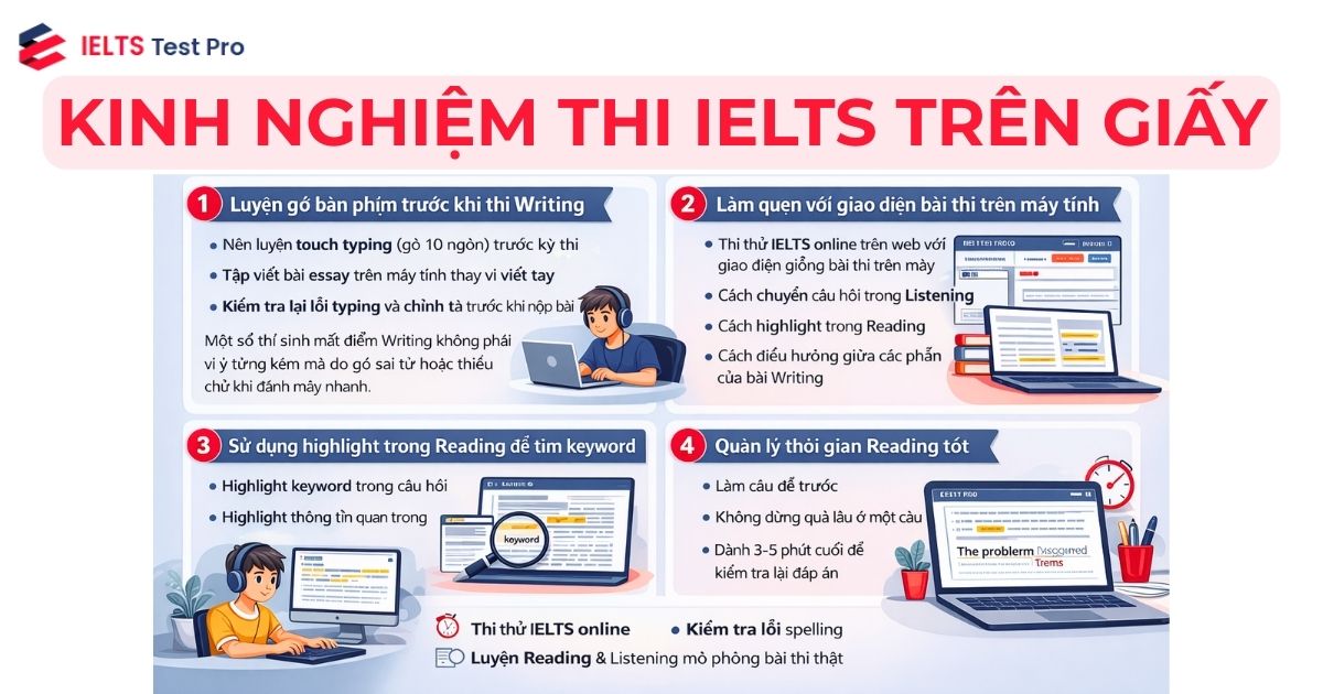 thi IELTS trên máy tính Kinh nghiệm thi IELTS trên máy tính