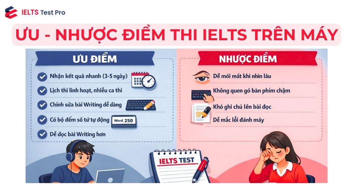 thi IELTS trên máy tính Ưu điểm - Nhược điểm khi thi IELTS trên máy tính