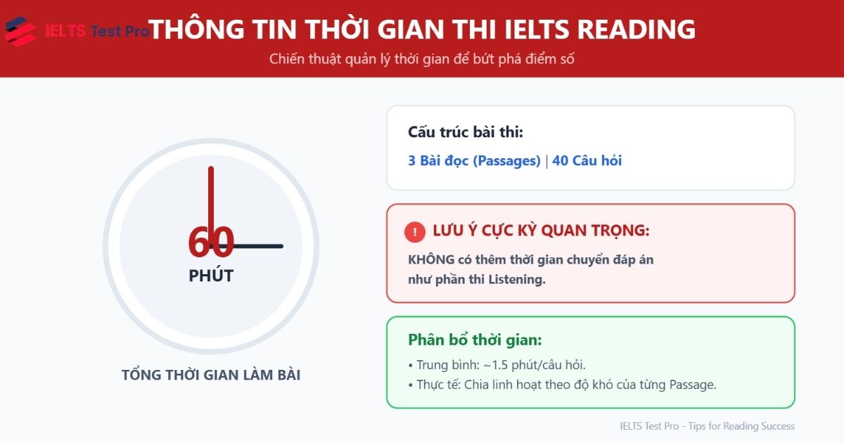 Thời gian IELTS Reading test là bao lâu?